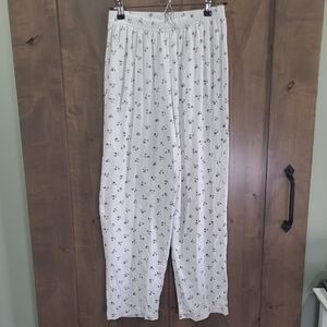 L.L. Bean White Cotton Lounge Pants Wildflower Floral Print S